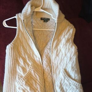 Eddie Bauer Cream Cowl Neck Sweater Vest